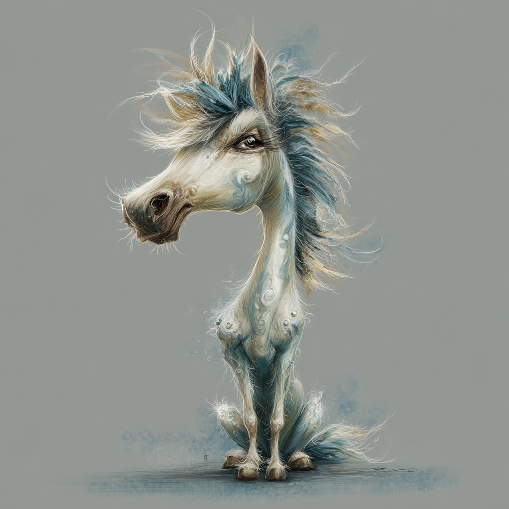 Whimsical tiny horse caricature